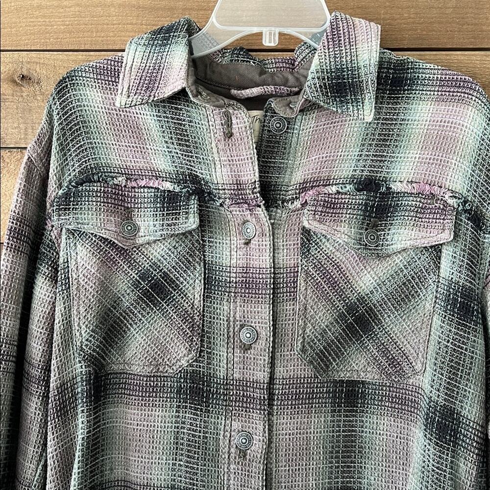 NWT Free People We the Free Women's Anneli Plaid Shirt Jacket Spanish Plaid XS - Picture 3 of 8